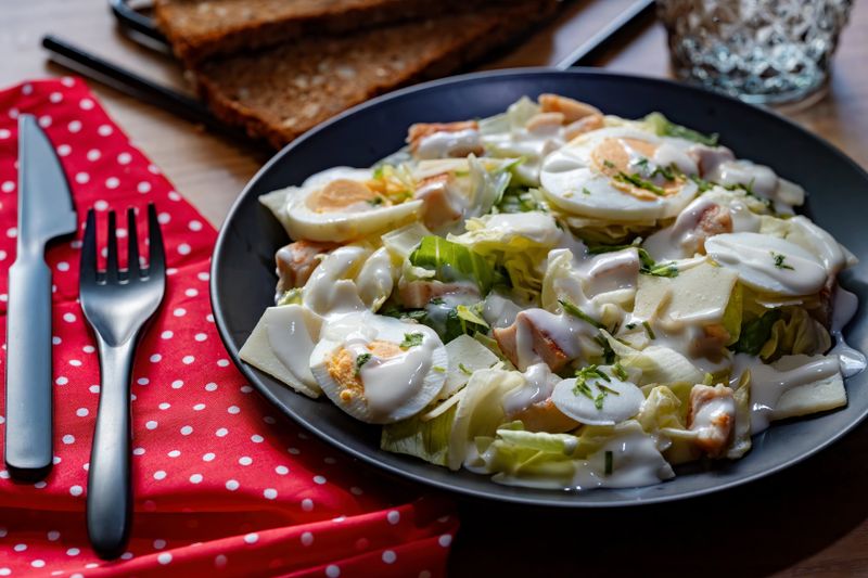 Classic Caesar salad with croutons and parmesan